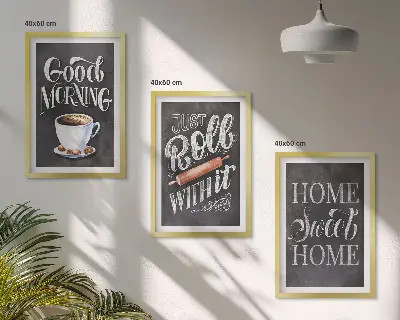 Composizione di quadri con motivi e iscrizioni per la cucina