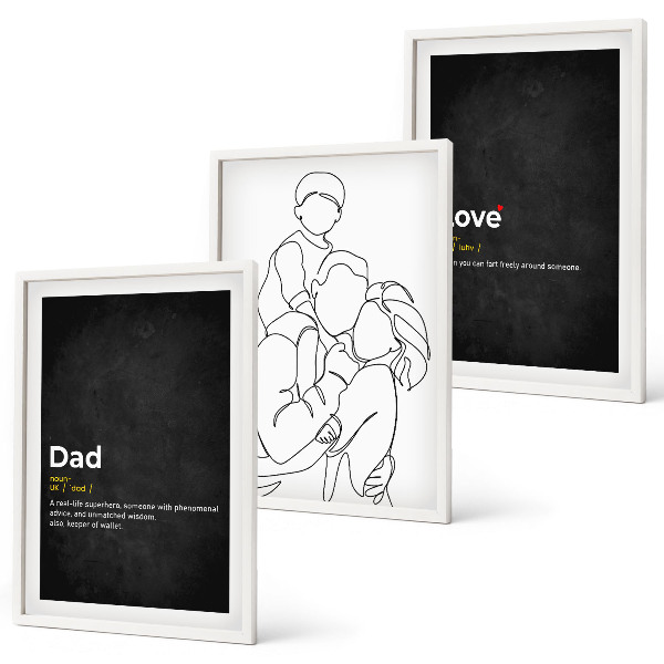 Set di 3 quadri Arte familiare, amore e paternità