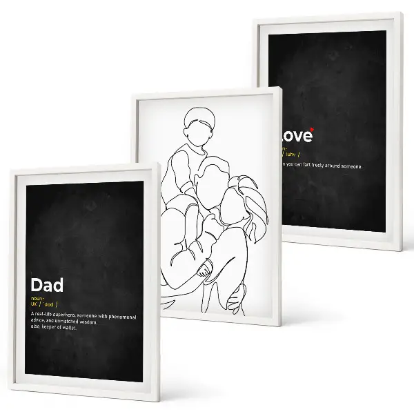 Set di 3 quadri con tema arte familiare, amore e paternità
