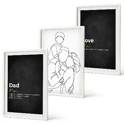 Set di 3 quadri con tema arte familiare, amore e paternità