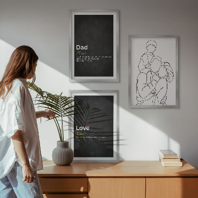 Set di 3 quadri Arte familiare, amore e paternità