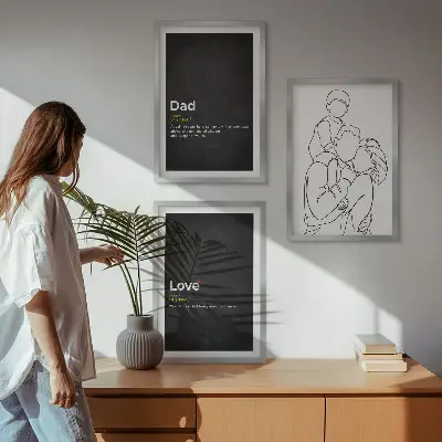 Set di 3 quadri con tema arte familiare, amore e paternità