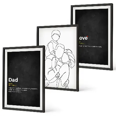Set di 3 quadri con tema arte familiare, amore e paternità