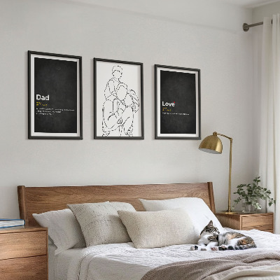 Set di 3 quadri Arte familiare, amore e paternità