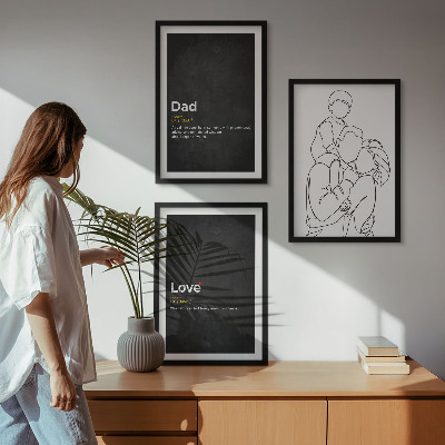Set di 3 quadri Arte familiare, amore e paternità