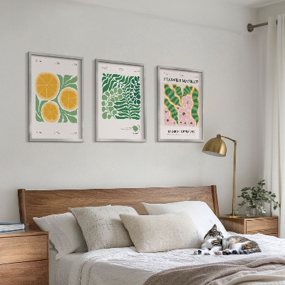 Set di quadri incorniciati Motivi di frutta e piante dai colori pastello