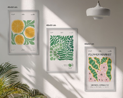 Set di quadri incorniciati Motivi di frutta e piante dai colori pastello