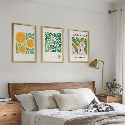 Set di quadri incorniciati Motivi di frutta e piante dai colori pastello