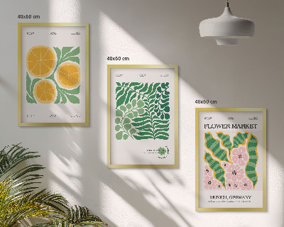 Set di quadri incorniciati Motivi di frutta e piante dai colori pastello