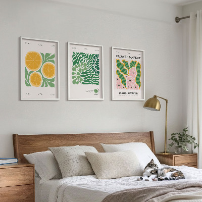 Set di quadri incorniciati Motivi di frutta e piante dai colori pastello