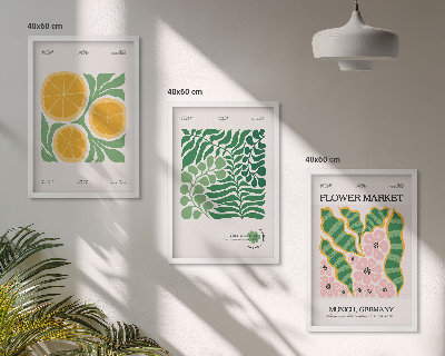 Set di quadri incorniciati Motivi di frutta e piante dai colori pastello