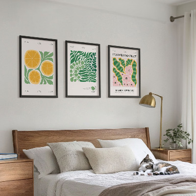 Set di quadri incorniciati Motivi di frutta e piante dai colori pastello