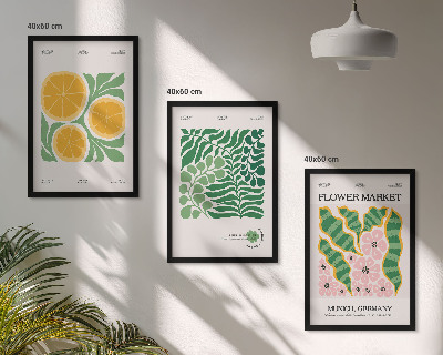 Set di quadri incorniciati Motivi di frutta e piante dai colori pastello