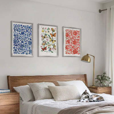 Set di quadri incorniciati Ornamenti vintage con fiori e farfalle