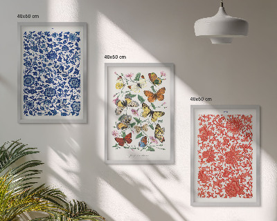 Set di quadri incorniciati Ornamenti vintage con fiori e farfalle