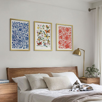 Set di quadri incorniciati Ornamenti vintage con fiori e farfalle