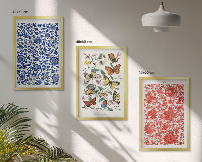 Set di quadri incorniciati Ornamenti vintage con fiori e farfalle