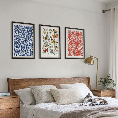 Set di quadri incorniciati Ornamenti vintage con fiori e farfalle