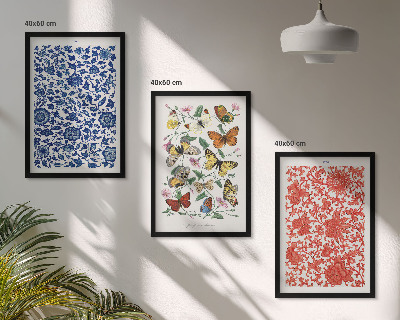 Set di quadri incorniciati Ornamenti vintage con fiori e farfalle