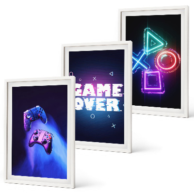 Set di 3 quadri Game Over Gamepad