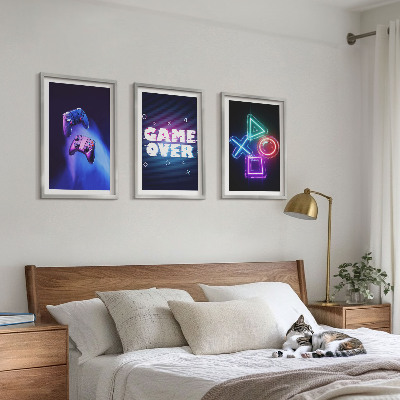 Set di 3 quadri Game Over Gamepad