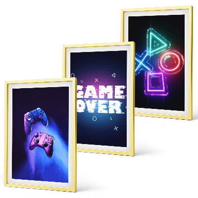 Set di 3 quadri Game Over Gamepad