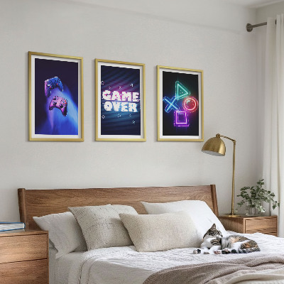 Set di 3 quadri Game Over Gamepad