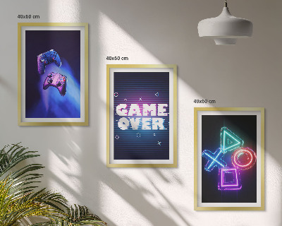 Set di 3 quadri Game Over Gamepad