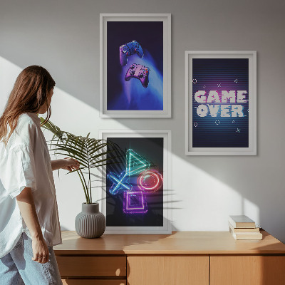 Set di 3 quadri Game Over Gamepad