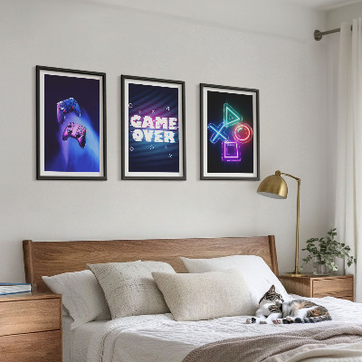Set di 3 quadri Game Over Gamepad