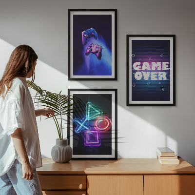 Set di 3 quadri Game Over Gamepad