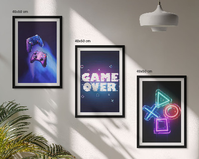 Set di 3 quadri Game Over Gamepad