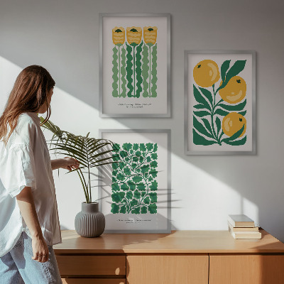 Set di quadri incorniciati Modelli di piante fiori foglie