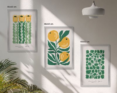 Set di quadri incorniciati Modelli di piante fiori foglie