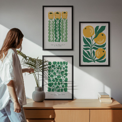 Set di quadri incorniciati Modelli di piante fiori foglie