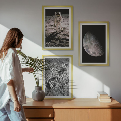 Set di quadri incorniciati Foto della Luna scattata da un astronauta.