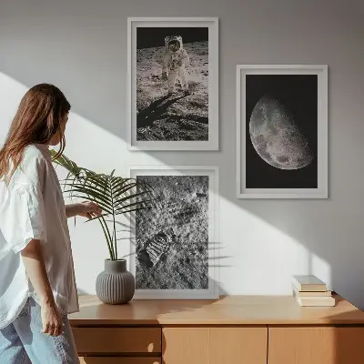 Set di quadri incorniciati con foto della Luna scattata da un astronauta