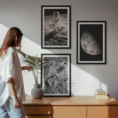 Set di quadri incorniciati Foto della Luna scattata da un astronauta.