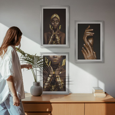 Set di 3 quadri Ritratti di donne africane