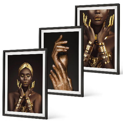 Set di 3 quadri Ritratti di donne africane