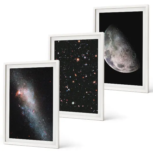 Set di quadri incorniciati con stampa di galassie, stelle e luna