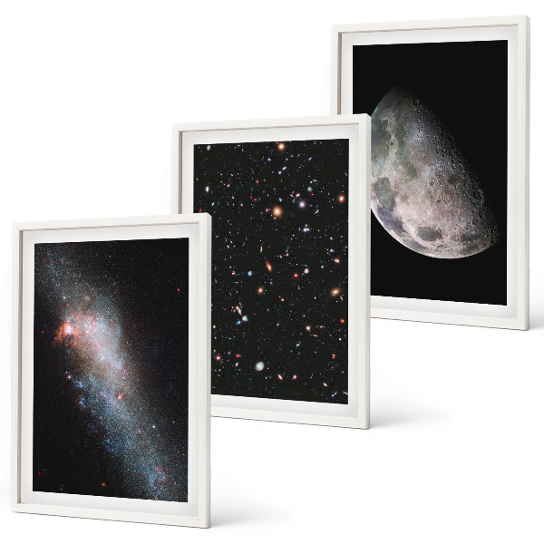 Set di quadri incorniciati spazio galassie stelle luna