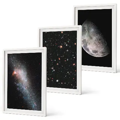 Set di quadri incorniciati con stampa di galassie, stelle e luna