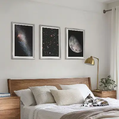 Set di quadri incorniciati con stampa di galassie, stelle e luna