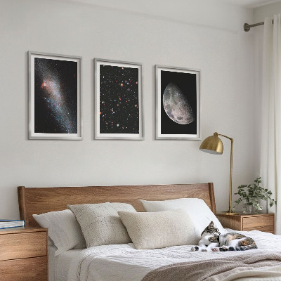 Set di quadri incorniciati spazio galassie stelle luna