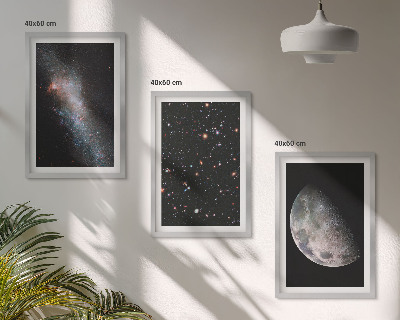 Set di quadri incorniciati spazio galassie stelle luna