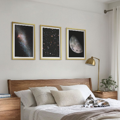 Set di quadri incorniciati spazio galassie stelle luna