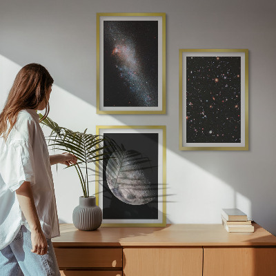 Set di quadri incorniciati spazio galassie stelle luna