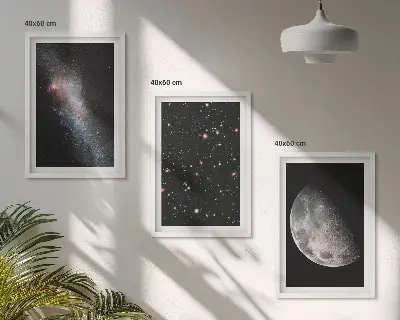 Set di quadri incorniciati con stampa di galassie, stelle e luna