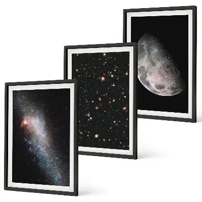 Set di quadri incorniciati con stampa di galassie, stelle e luna
